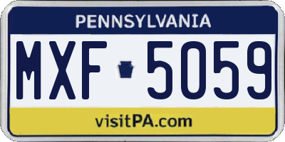 PA license plate MXF5059