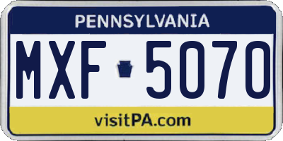 PA license plate MXF5070