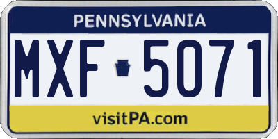 PA license plate MXF5071