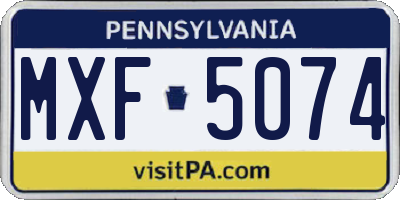 PA license plate MXF5074