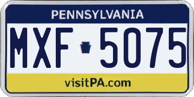 PA license plate MXF5075