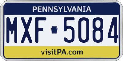 PA license plate MXF5084