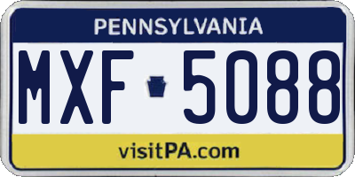 PA license plate MXF5088