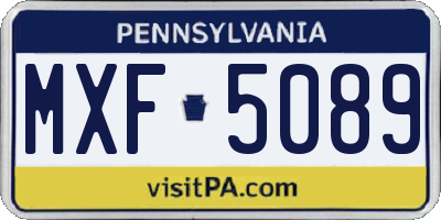 PA license plate MXF5089