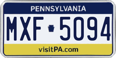 PA license plate MXF5094