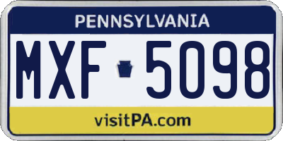 PA license plate MXF5098
