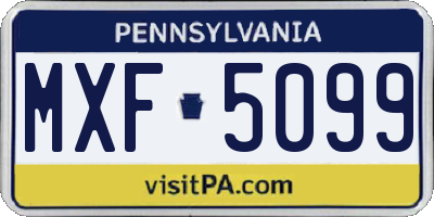 PA license plate MXF5099
