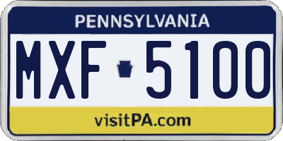 PA license plate MXF5100