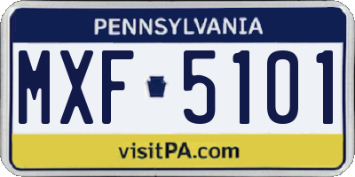PA license plate MXF5101