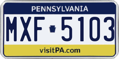 PA license plate MXF5103