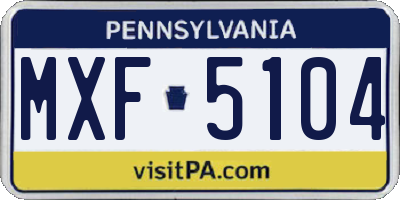 PA license plate MXF5104