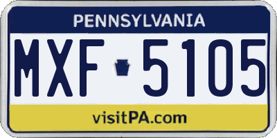 PA license plate MXF5105