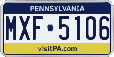 PA license plate MXF5106