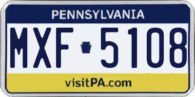 PA license plate MXF5108