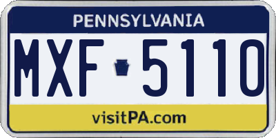 PA license plate MXF5110