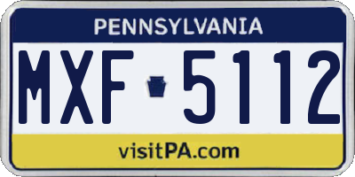 PA license plate MXF5112