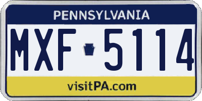 PA license plate MXF5114