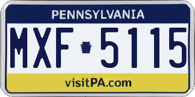 PA license plate MXF5115