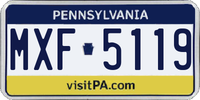 PA license plate MXF5119