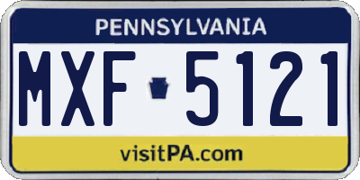 PA license plate MXF5121