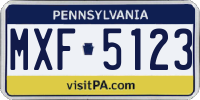 PA license plate MXF5123
