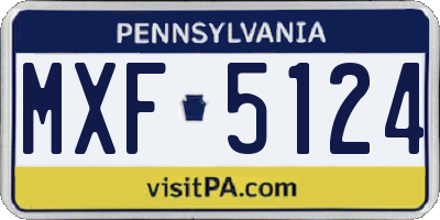 PA license plate MXF5124