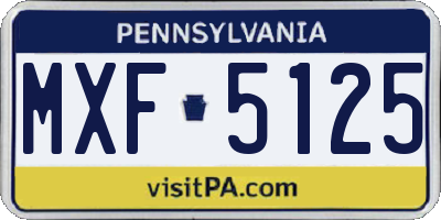 PA license plate MXF5125