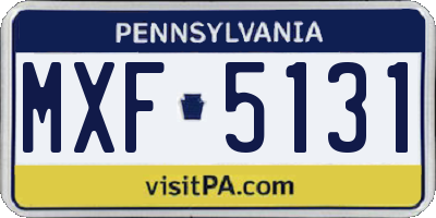 PA license plate MXF5131