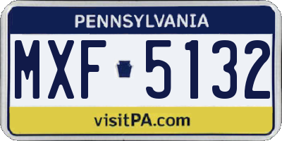 PA license plate MXF5132