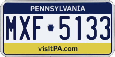 PA license plate MXF5133