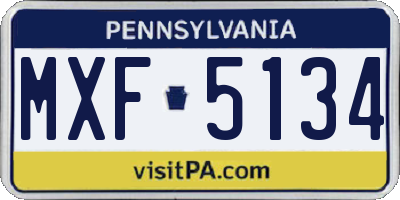 PA license plate MXF5134