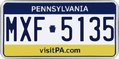 PA license plate MXF5135