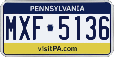 PA license plate MXF5136