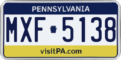 PA license plate MXF5138