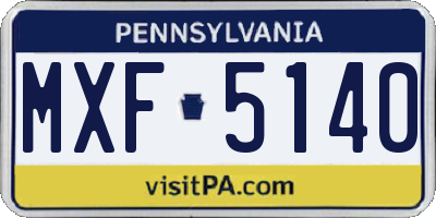 PA license plate MXF5140