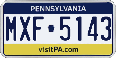 PA license plate MXF5143