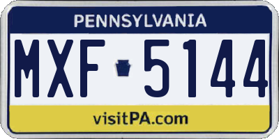 PA license plate MXF5144