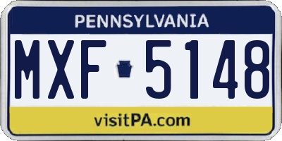 PA license plate MXF5148