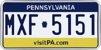 PA license plate MXF5151