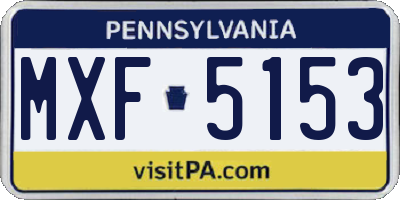 PA license plate MXF5153