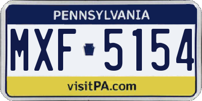 PA license plate MXF5154