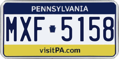 PA license plate MXF5158