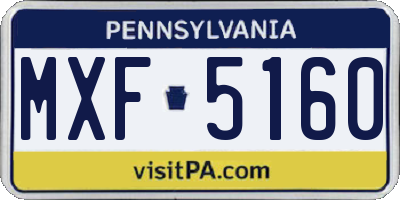 PA license plate MXF5160