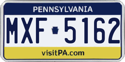 PA license plate MXF5162