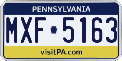 PA license plate MXF5163