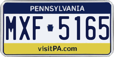 PA license plate MXF5165