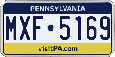 PA license plate MXF5169