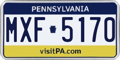 PA license plate MXF5170