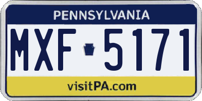 PA license plate MXF5171