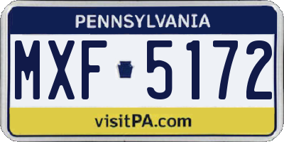 PA license plate MXF5172